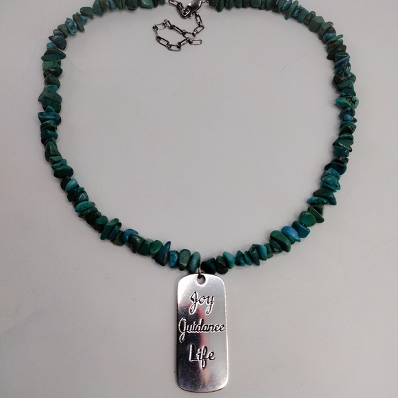 Carolyn Pollack Sterling Silver Turquoise Inspirational Pendant Necklace - Picture 2 of 4
